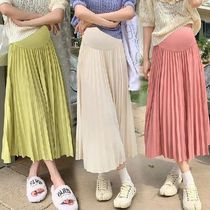 Summer Fashion Pleated Maternity Skirts Elastic Waist Belly