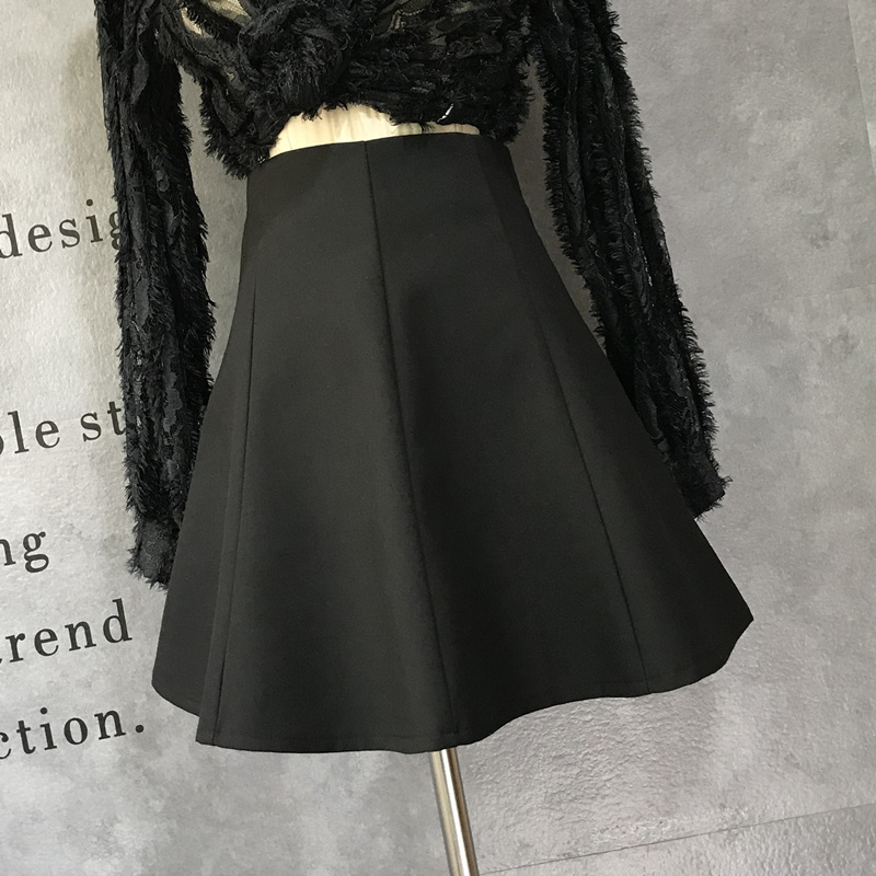 A word thin commuter skirt female spring and autumn new high waist suit material black work umbrella skirt gray skirt