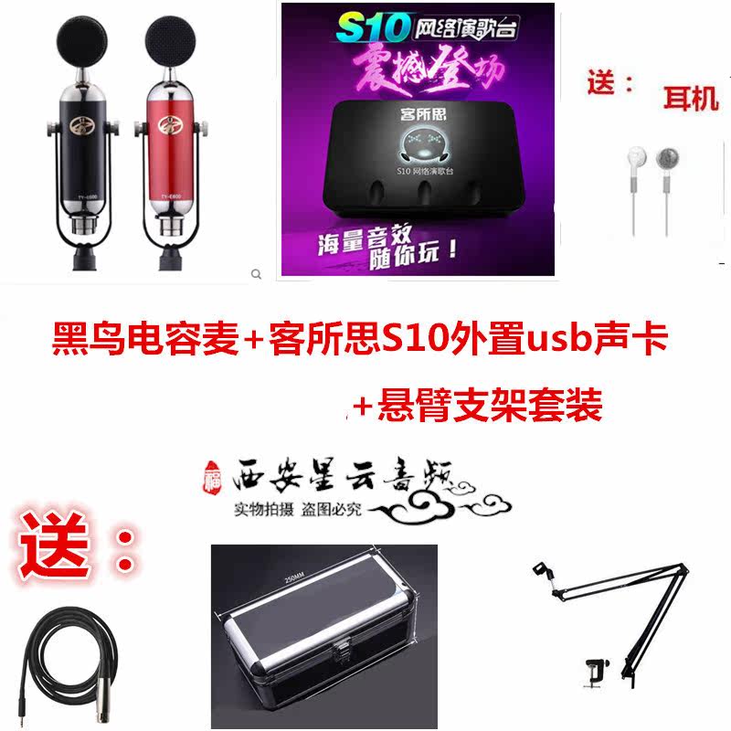 tianyunE600 Blackbird large-diaphragm condenser microphone guest S10 external USB sound card set