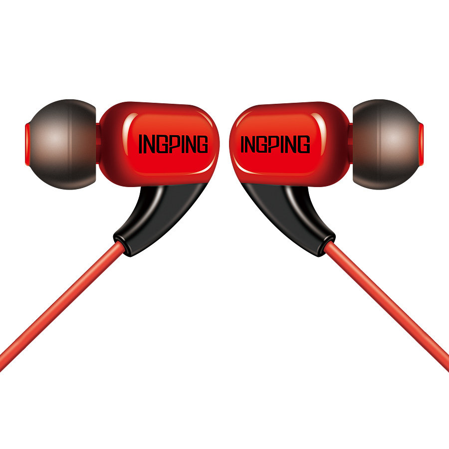 Yin Ping H60 red bean monitor recording K song earbuds Mobile phone in-ear subwoofer headphones