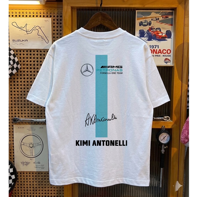 F1 Racing Mercedes-Benz Amg Antonelli Short-Sleeved Men's T-Shirt Summer Heavyweight Pure Cotton Versatile Loose Top F1 Racing Mercedes-Benz Amg Antonelli Short-Sleeved Men's T-Shirt Summer Heavyweight Pure Cotton Versatile Loose Top