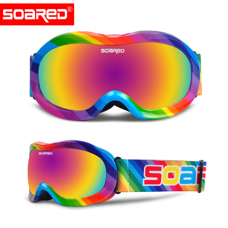 SOARED3-7 year olds double layer anti-fog skiing mirror colorful frame double layer TPU lens windproof snow mirror 12 color