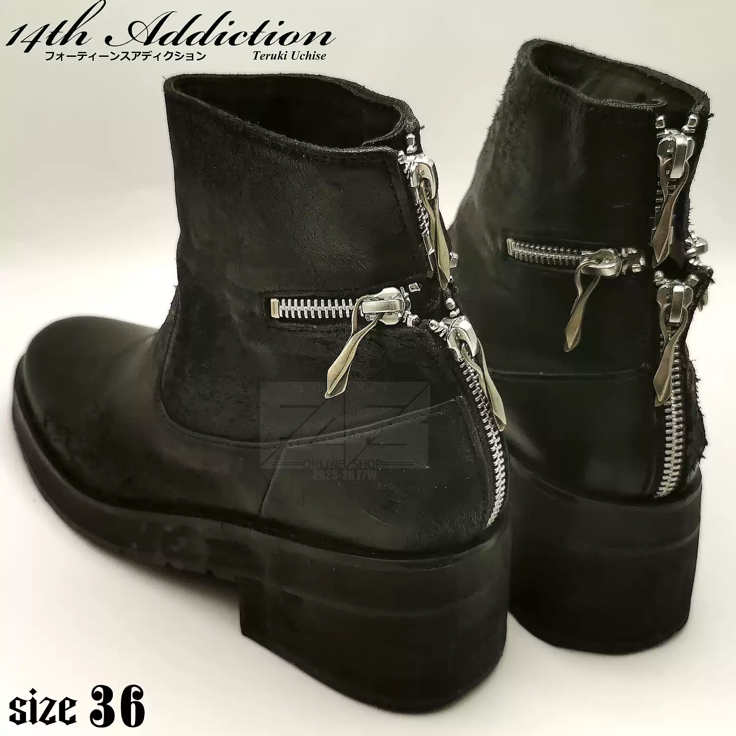 Kmrii | 14Th Addiction Crush Jet Boots Dark Leather Spliced High