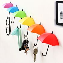 Teenage Girl Hearts Hooks for Personality Creativity Cute Little Umbrellas Self-adhesive Multi-functional Dormitory Home Stick Hook