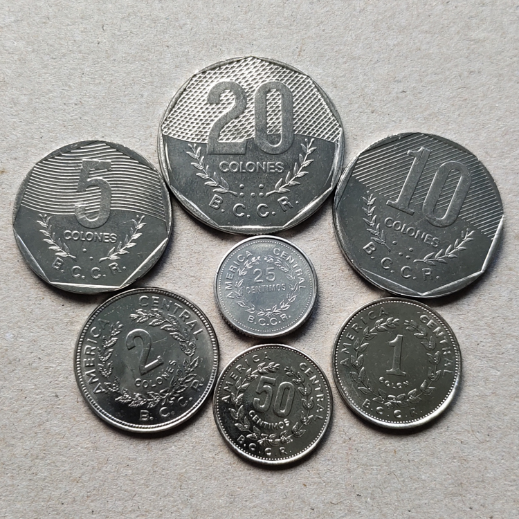 Costa Rica's early full set of 7 brand new accessories not easy for foreign coins foreign currency T42