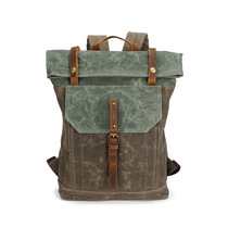 2019 new Moranti contrast color retro art waterproof canvas leather short trip men's and women's backpack
