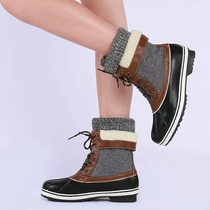 European and American mens and womens 3M Thinsulate cold-resistant-25-degree furred and thickened thermal insulation snow boots waterproof and non-slip duck hunting boots