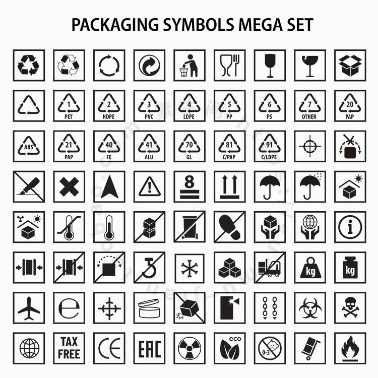 Carton Outer Packaging Labels, Transportation Warning Safety Reminder Icons, Ai Format Vector Design Materials Carton Outer Packaging Labels, Transportation Warning Safety Reminder Icons, Ai Format Vector Design Materials