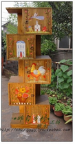 (Yesterdays country) The Worlds country hand-painted five-grid cabinet custom-made solid wood hand-painted furniture