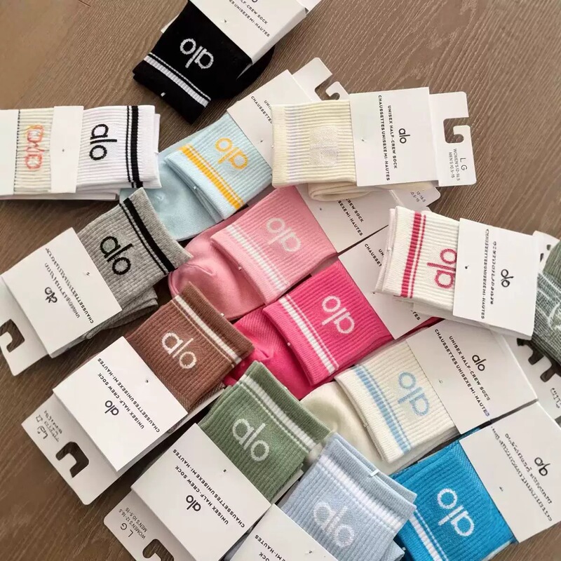 Alo Pilates Yoga Sports Women's Socks Mesh Sweat-Absorbent Breathable Fashionable Trendy Running Non-Slip Long Socks