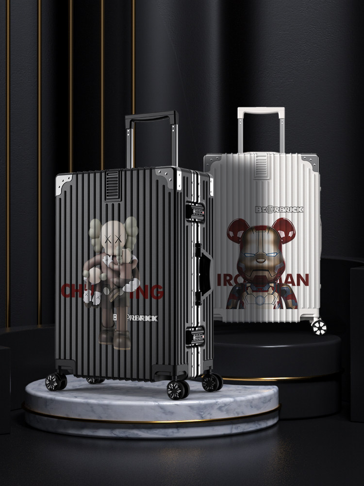 Scarecrow Violent Bear Graffiti Suitcase Female 24 Inch Small Trolley Case 2022 New Password Leather Case Male Knot