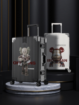 Scarecrow Violent Bear Graffiti Suitcase Female 24 Inch Small Trolley Case 2022 New Password Leather Case Male Knot