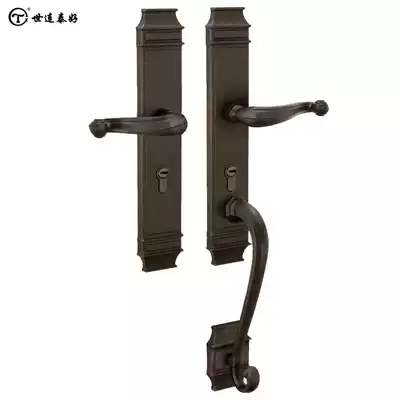 Shilian Tai good copper lock pure copper luxury door lock bronze black Villa double door lock LC938-1