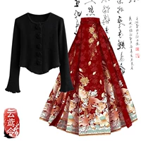 Black top + red horse-faced skirt