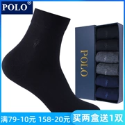 POLO cotton đích thực cotton nam khử mùi mùa hè mỏng phần rắn màu ống vớ mồ hôi đen kinh doanh vớ - Vớ bông