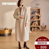 Rocoat 81 7% cotton wool double face coats female winter dress new warm fur Cocoon Type long style large coat 03328
