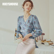 Luo Yi retro lantern sleeve shirt 2022 Spring New temperament color shirt waist lace up top 02742