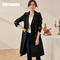 Luo Yi temperament British windbreaker female 2022 spring dress new design dress slim tie tie long coat 02947