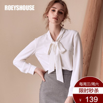 Luo Yi intellectual OL shirt womens autumn and winter new temperament department led top simple white long-sleeved shirt 5718