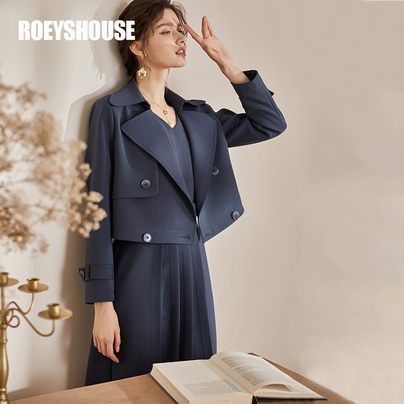 Luo Yi temperament fashion suit women's new simple solid color intellectual coat dress professional two-piece set 03141