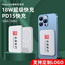 Magnetic suction wireless charging Bao Custom logo Advertising ultra-thin upscale back clip large capacity small portable mobile power supply