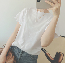 There are always two t-shirts that make you look forward to summer static water flow deep and small flying sleeves organic cotton pure color short sleeve T-shirt