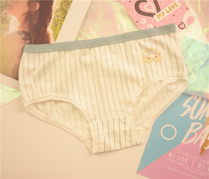 Cá tính sọc bóng chày dây thắt lưng cao su cotton thoải mái túi hông thấp eo đại học gió trường thể thao đồ lót phụ nữ quần lót size to