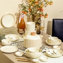 Italian underglaze color bowl and dish set for home cream style high-looking housewarming light luxury bowl plate chopsticks and tableware set
