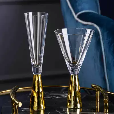 Golden Silver Green Wine Wine Cup Champagne Gold Penh High Foot Model Room Clubhouse Banquet Table Wine Wine