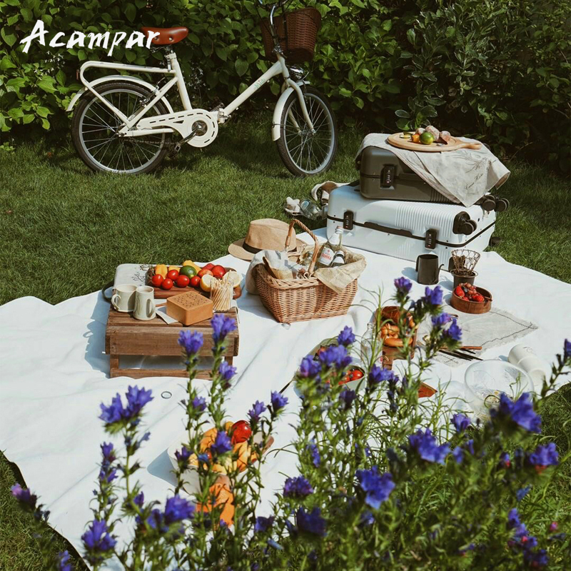 Acampar outdoor camping picnic mat net red outing moisture proof mat floor mat ins wind beach cloth decorative blanket