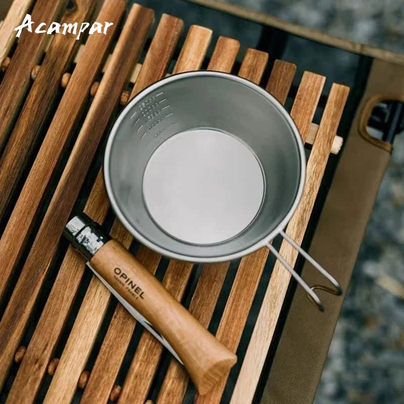 Acampar outdoor camping portable 304 stainless steel bowl tableware hanging ear cup picnic coffee cup tea cup heated