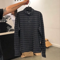 18 mùa thu mới Hugo Boss nam màu đen sọc len pha trộn áo polo dài tay 50319182 áo phông nam có cổ