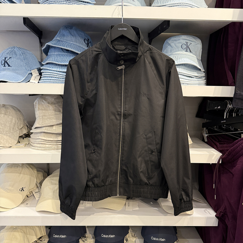 Calvin Klein/Ck Men's Classic Logo Embroidered Windproof and Water-Repellent Harrington Jacket