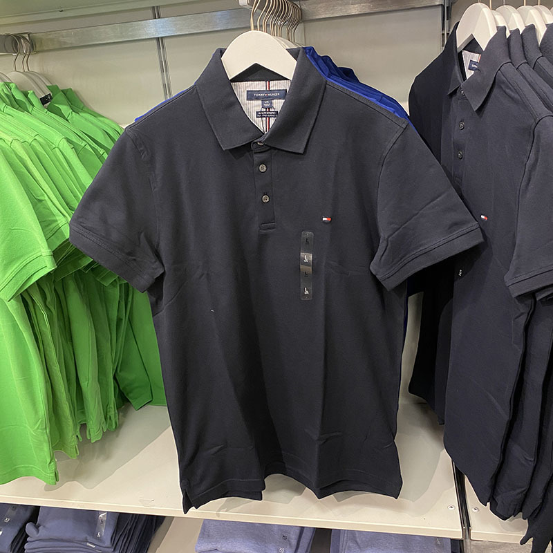 Tommy Hilfiger/Tommy Men's Embroidered Logo Slim Fit Cotton Breathable Short-Sleeved Polo Shirt Tommy Hilfiger/Tommy Men's Embroidered Logo Slim Fit Cotton Breathable Short-Sleeved Polo Shirt