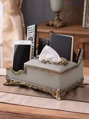 European-style multifunctional toilet paper box Simple living room coffee table cute creative luxury high-end household tissue storage box