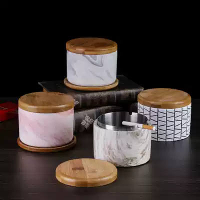 Nordic home cute creative personality trend ashtray with lid stainless steel car living room large ash Cup