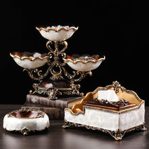 Paper box European luxury high-grade remote control storage three-piece set of light luxury creative living room household coffee table tissue box