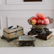European tissue box Three-piece household living room coffee table American creative luxury high-end vintage multi-function pumping paper box