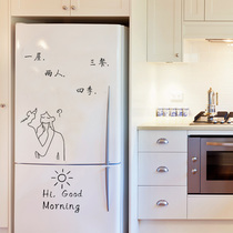 ins Nordic refrigerator sticker kitchen cartoon sticker transformation double open door sticker waterproof removable decorative painting