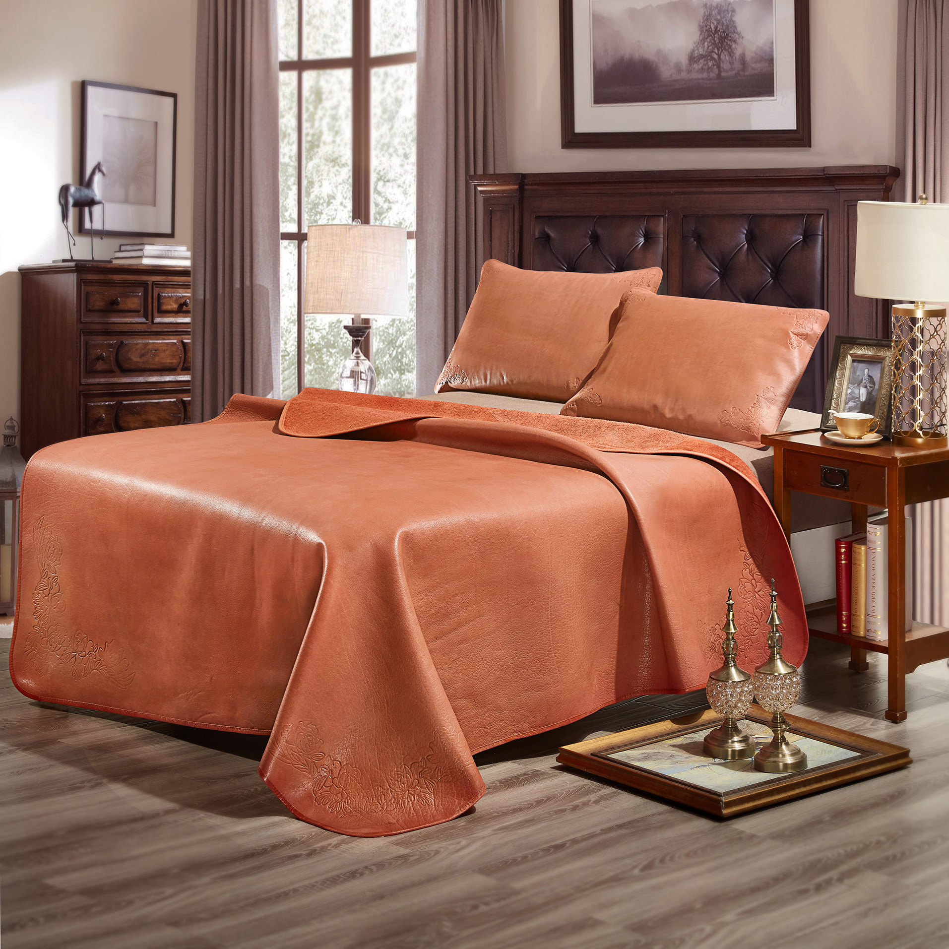 Non-coated clean water cow leather mat whole head layer cow leather cool 1 8 m three sets of natural pro-skin folding soft mat