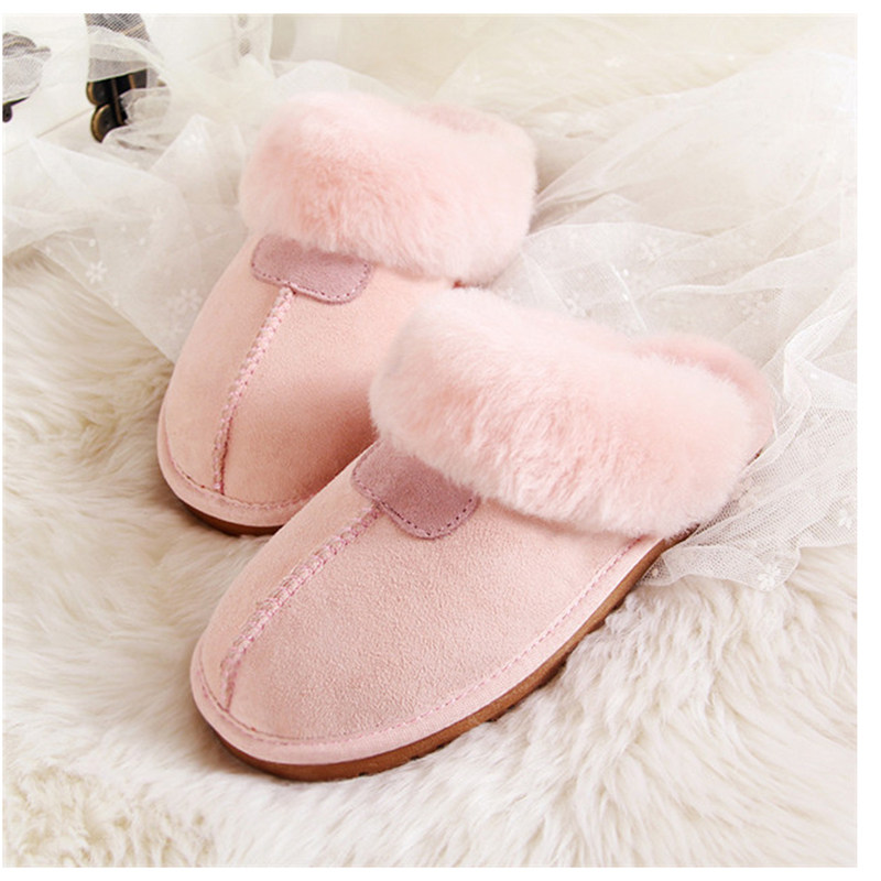 Olyn wool slippers autumn and winter room anti-slip and easy Australian fur bag head to warm and comfortable leather cotton tow