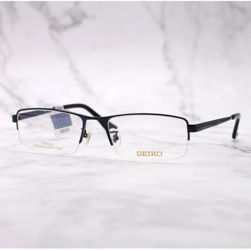 Japanese Seiko HC 1010 ultra - light titanium frame half frame business glasses frame myopia male large face frame