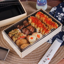 Sushi Box Packaging Box Disposable Commercial Sushi Takeaway Packaging Wood Box Day Style Creative High-end Wooden Takeaway Box
