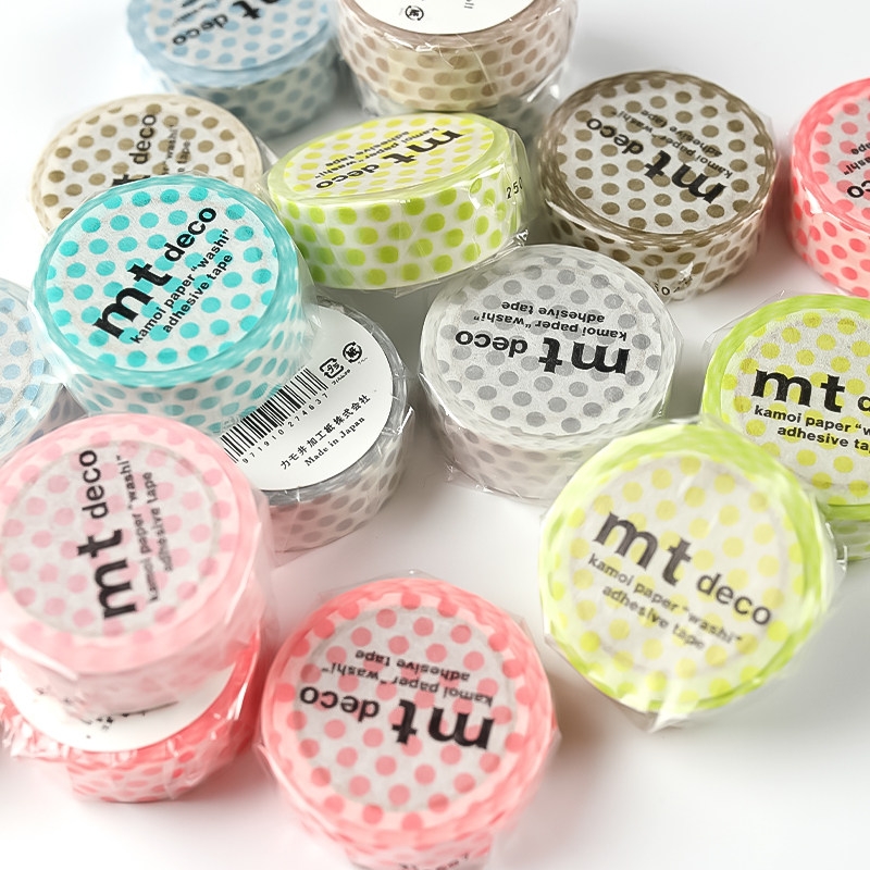 Japanese MT washi tape classic basic style polka dot white ink white polka dot milk tea pink washi tape whole roll