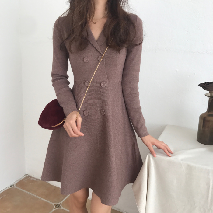 CỦA BẠN mùa thu và mùa đông sản phẩm mới thời trang hoang dã slim slimming Hàn Quốc đôi ngực hương thơm nhỏ ăn mặc váy dạ hội đẹp