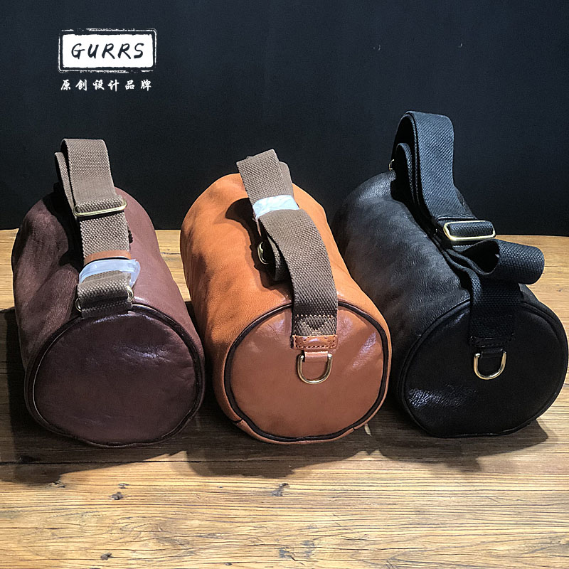 Original men's and women's general messenger bag soft leather retro chest bag fashion cylinder backpack leather shoulder bag women's bag
