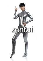 cosplay紧身衣 半包紧身衣 zentai 银灰色涂胶紧身衣连体衣舞台装