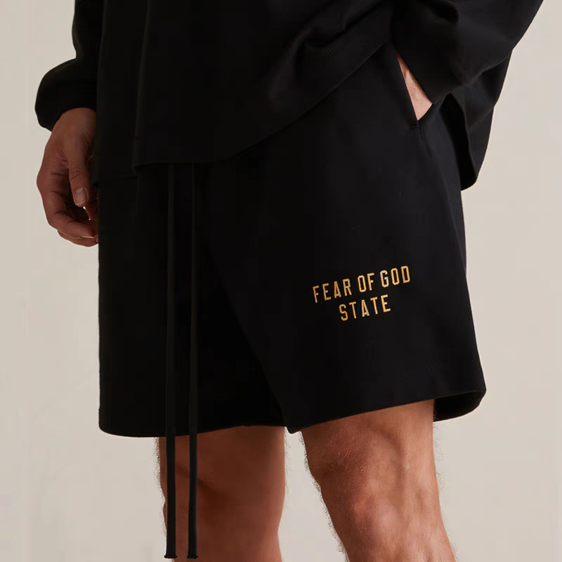 New Essentials Shorts, Double-Stitched Shorts, Flocked Drawstring, Unisex Fog Miki Trendy Brand, Large Size Casual Pants
