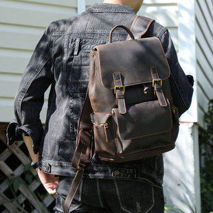 Сироко оригинал ретро сумасшедший конская рюкзак мужской ручной работы классическая лицевая коровья кожа путешествие рюкзак портфель женщина