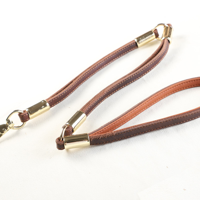 Cowhide three-section traction rope traction belt handle plus lining traction rope dog rope large, medium and small traction rope